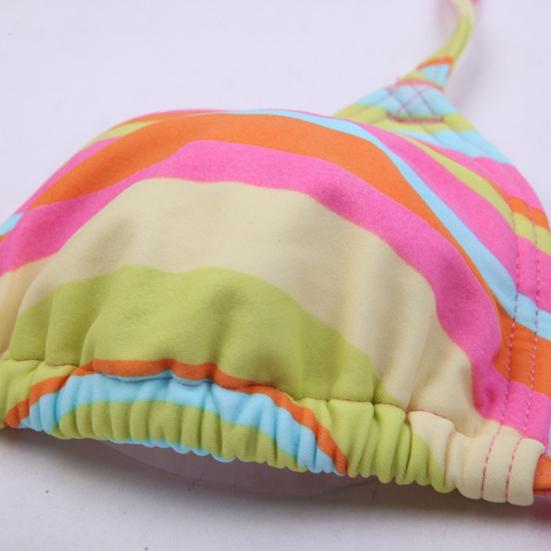Women's Striped Triangle Top & Thong Set Sexy Halter Bikini Set String Swimwear Two Piece Swimsuits Cheeky Bathing Suit for Pool Beach