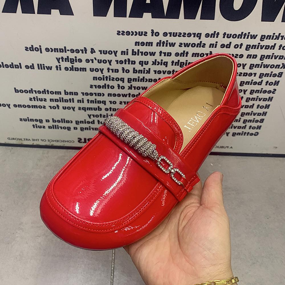 Fashion Women Loafers Plus Size Casual Women Shoes Female Flat Shoes Designer Women Mullers Patent Leather Rhiestones Shoes