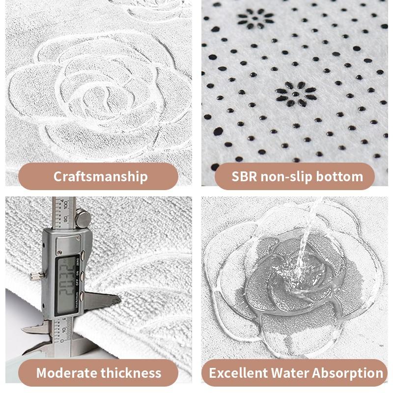 Tappetino da bagno con rose in rilievo Tappetino da bagno antiscivolo nel lavabo Vasca da bagno Tappeto da pavimento laterale Doccia Zerbino Memory Foam 3D Pad