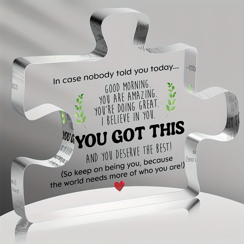 Inspirational Motivational Gift -  You Are Amazing  Encouragement Plaque, Clear Acrylic Puzzle Plaque with Positive Affirmations, Perfect for Best F 8.5*7cm
