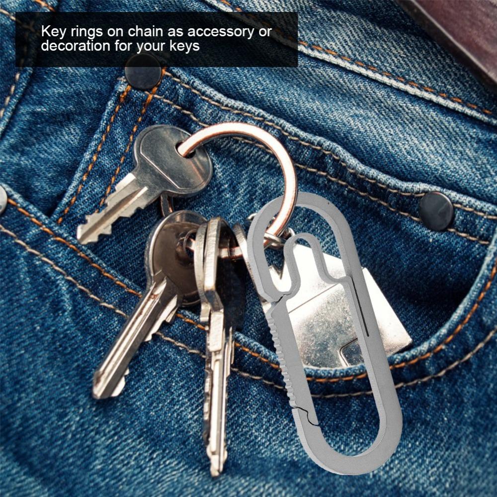 Silver Titanium Keychain Heavy Duty Titanium Carabiner Durable Split Ring Chain  Everyday Carry