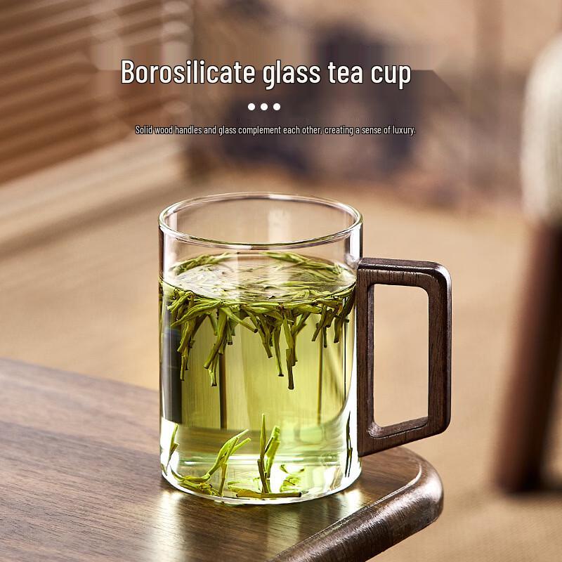 Handon Borosilicate Glass Cup Set with Wooden Holder