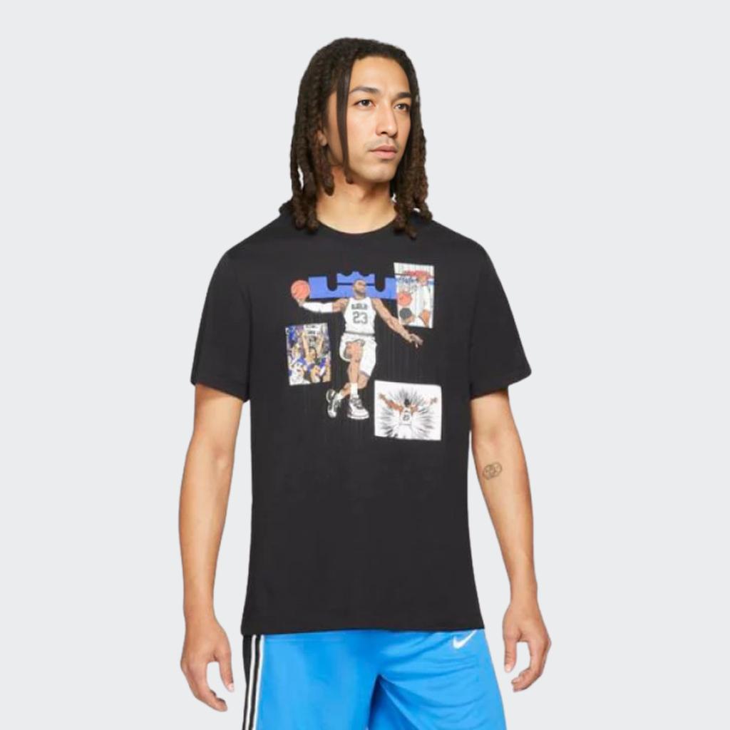 Nike Cartoon LeBron James Dunk Print Sports Crew Neck T-Shirt Men Tops Black DD0789-010