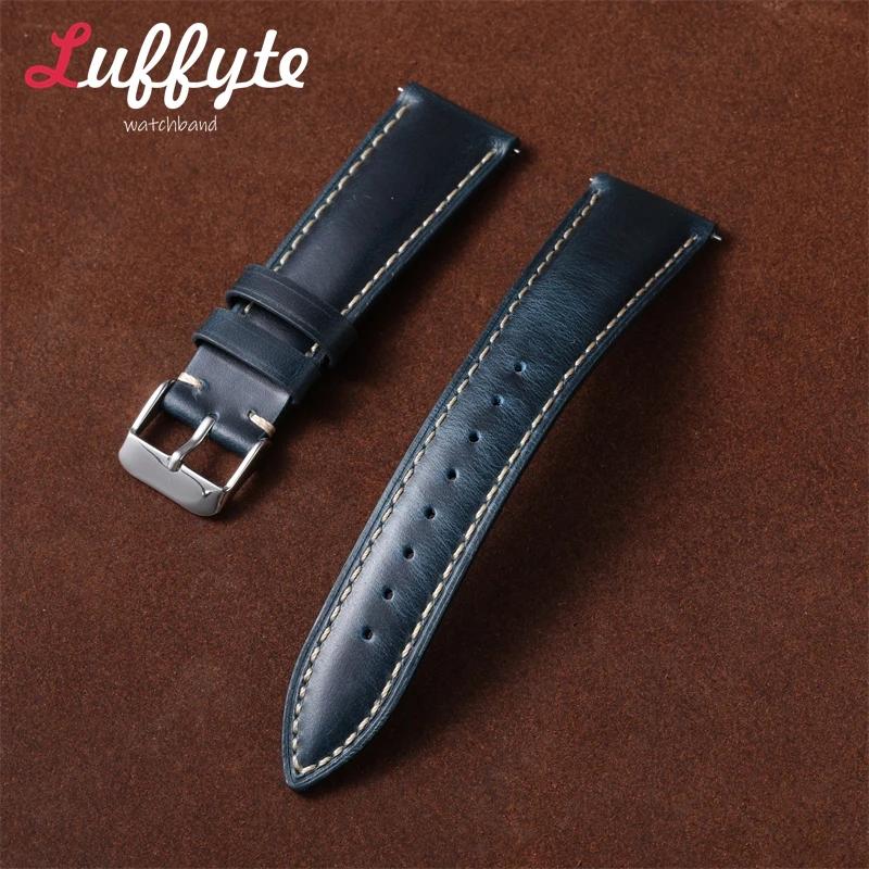 Vintage Retro Oil Wax Leather Watch Strap 18mm 19mm 20mm 21mm 22mm Men Women Fashion Watch Band Quick Release Wrist Strap