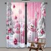 Set Of 2 Flat Printing Christmas Hot Party Curtains Pink Frosty Friends Digital Printed Polyester Drapes Decorations Use Made