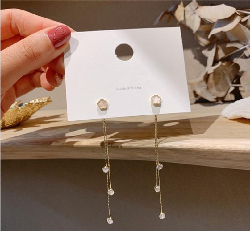 S925 Silver Geometric Tassel Stud Earrings: Fashionable Korean Style, Elegant Design, Versatile for Women