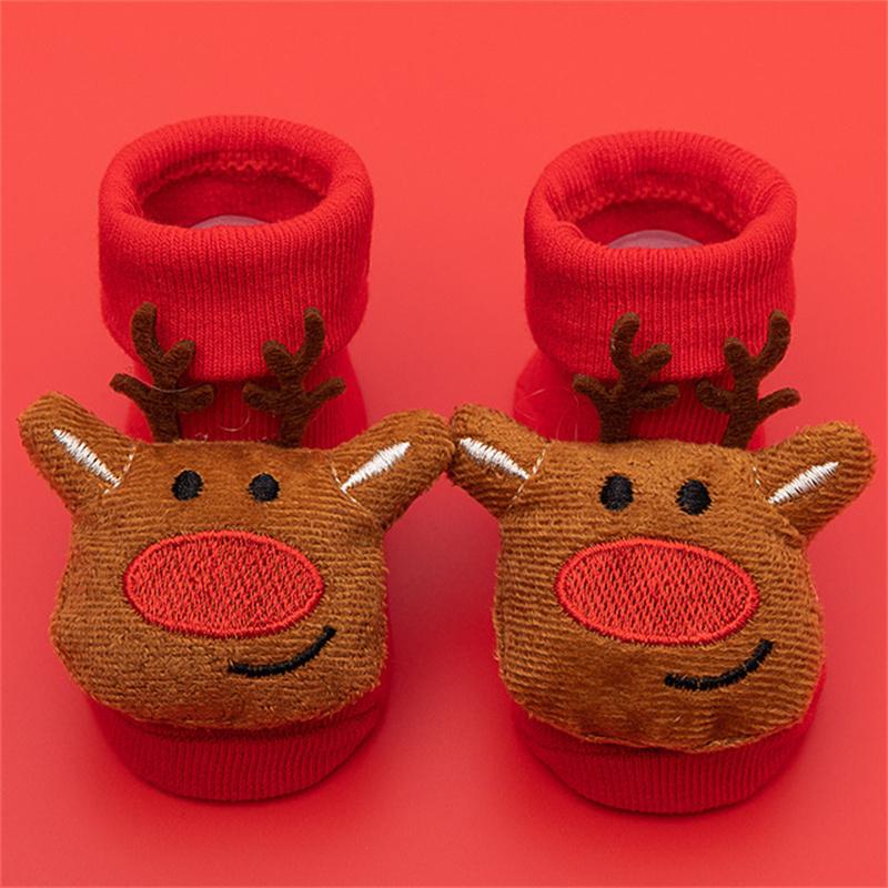 0-3T Winter Thick Infant Socks for Girls Boys Kids Christmas New Year's Socks Anti Slip Cotton Short Socks for Newborns