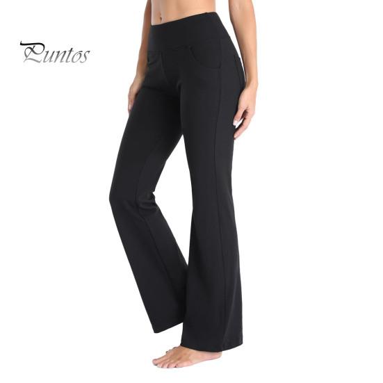 

Женские расклешенные штаны для йоги, леггинсы с высокой талией и карманами для тренировок, эластичные брюки-клеш для офисных тренировок S чёрный