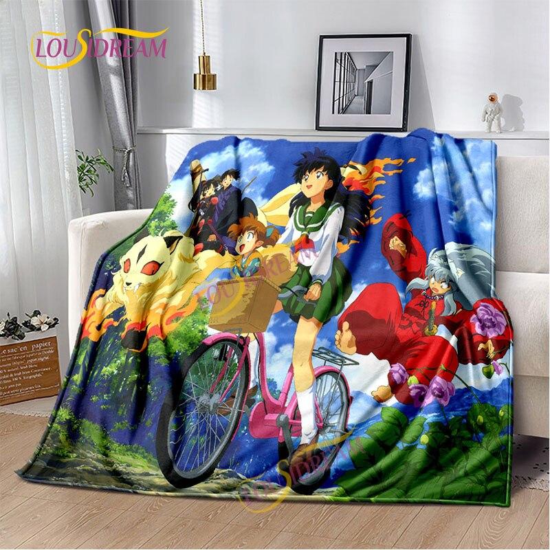 Inuyasha battaniyesi sıcak rahat çocuk battaniyesi karikatür pazen çarşaf kanepe örtüsü yürüyüş yetişkin ofis öğle yemeği molası battaniyesi.