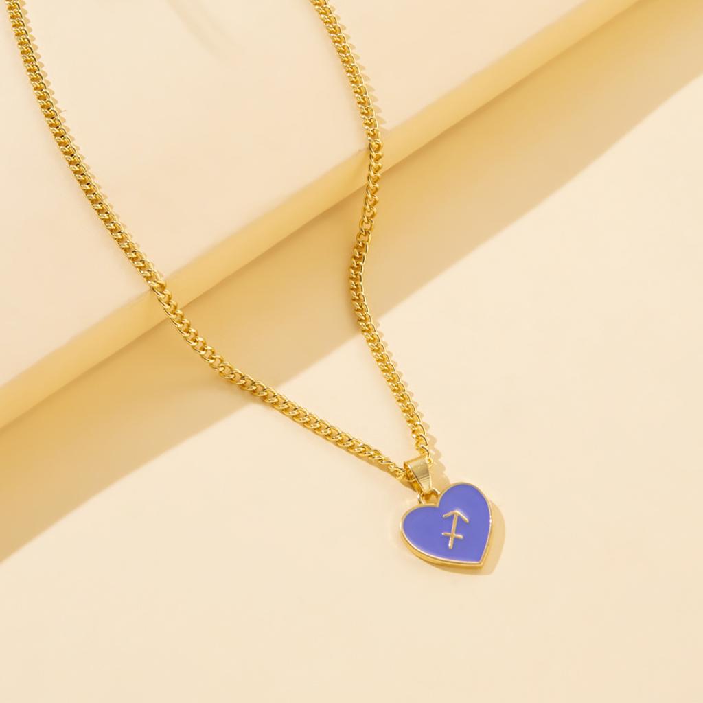 Contemporary Zodiac Heart Necklace With Layered Chain Perfect For Fashionable Women
