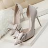 Fashion Women's Fashionable Delicate Sweet Bow High Heels Stiletto High Heel Shallow Mouth Pointed Single Women's Shoes Zapatos De Mujer