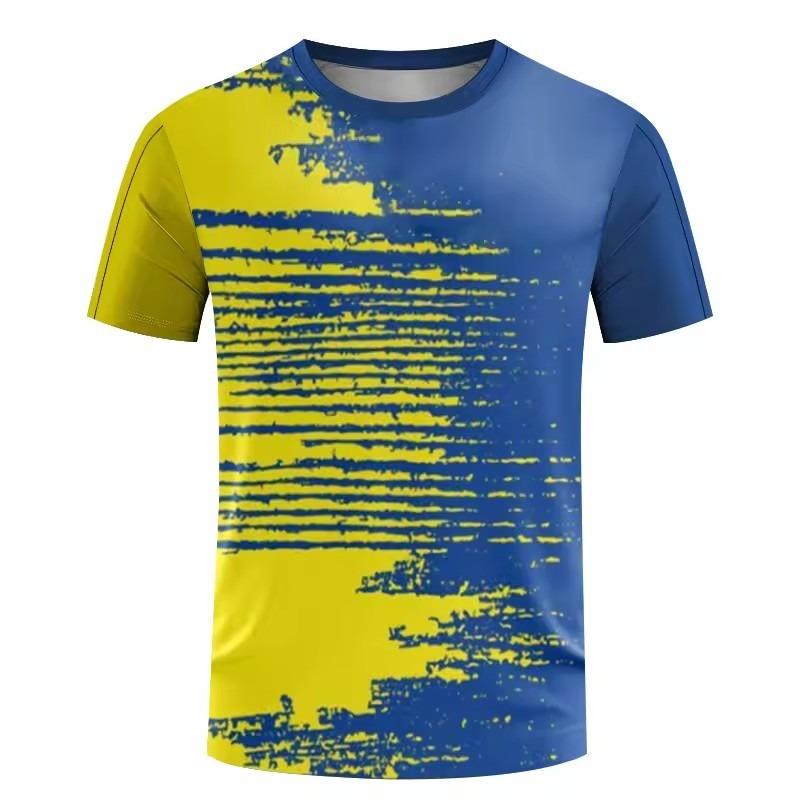 Tricou de exterior pentru bărbați cu uscare rapidă, cu imprimeu 3D, costum de antrenament pentru tenis, tricou de vară lejer și confortabil cu gât rotund pentru bărbați