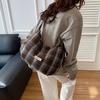Retro Ctrast Color Plaid Women Woolen Crossbody Bags Versatile Ladies Shoulder Underarm Bag Large Capacity Girls Tote Handbag