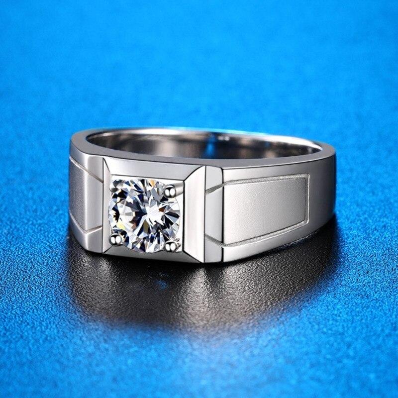 BagueRingen Men's 925 Sterling Silver Ring Imitation 1 Carat D-COLOR Moissanite Diamond Jewelry Luxury Rings Size7-12