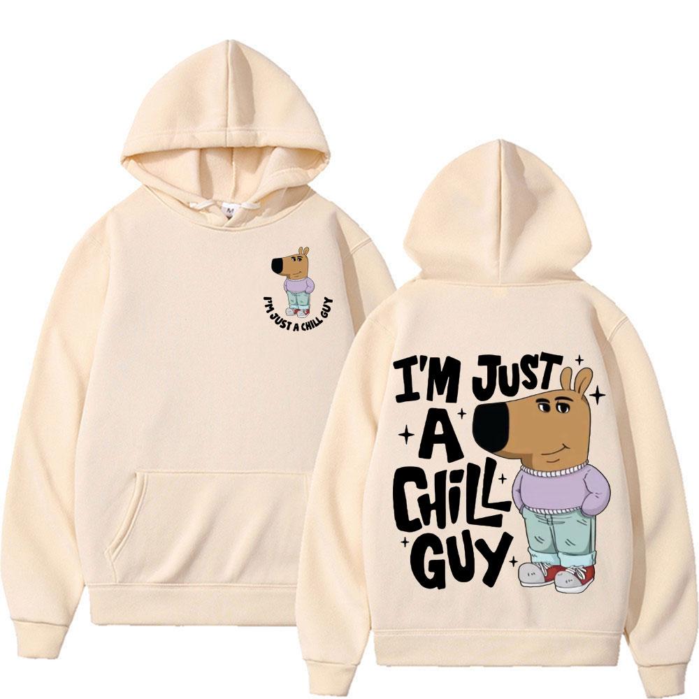 I'm Just A Chill Guy Meme Hoodie Funny Trendy Cute Viral Dog Cartoon Hoodies Men Women's Casual Autumn/Winter Comfort Sweatshirt