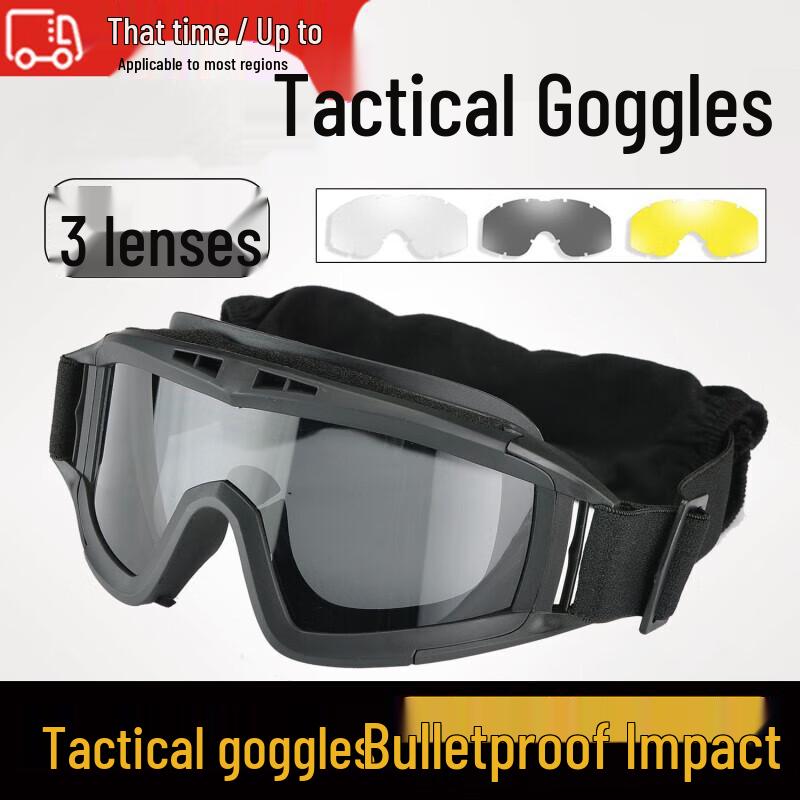 Jingwu Rong Tactical Cycling Goggles with 3 Interchangeable Lenses