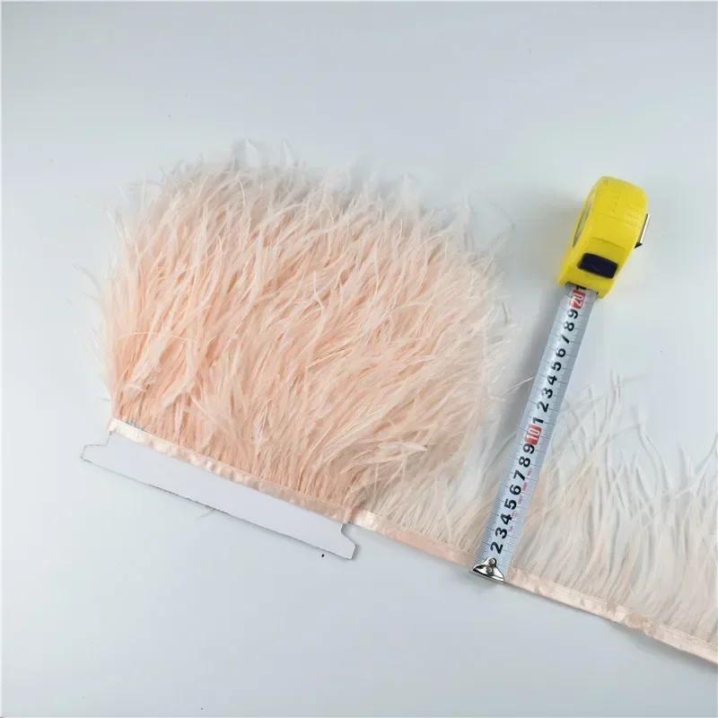 Pluma1Metro Plumas de Avestruz de Colores sobre Cinta Fleco Borla Adorno Cinta 10-15cm 4-6" Adornos de Plumas Blancas Decoración para Decoración de Ropa