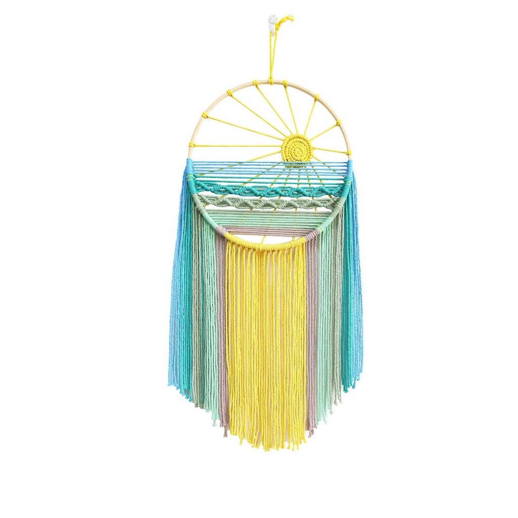 Hand-Woven Cotton Rope Sunrise Sunset Wall Tapestry for Room Décor