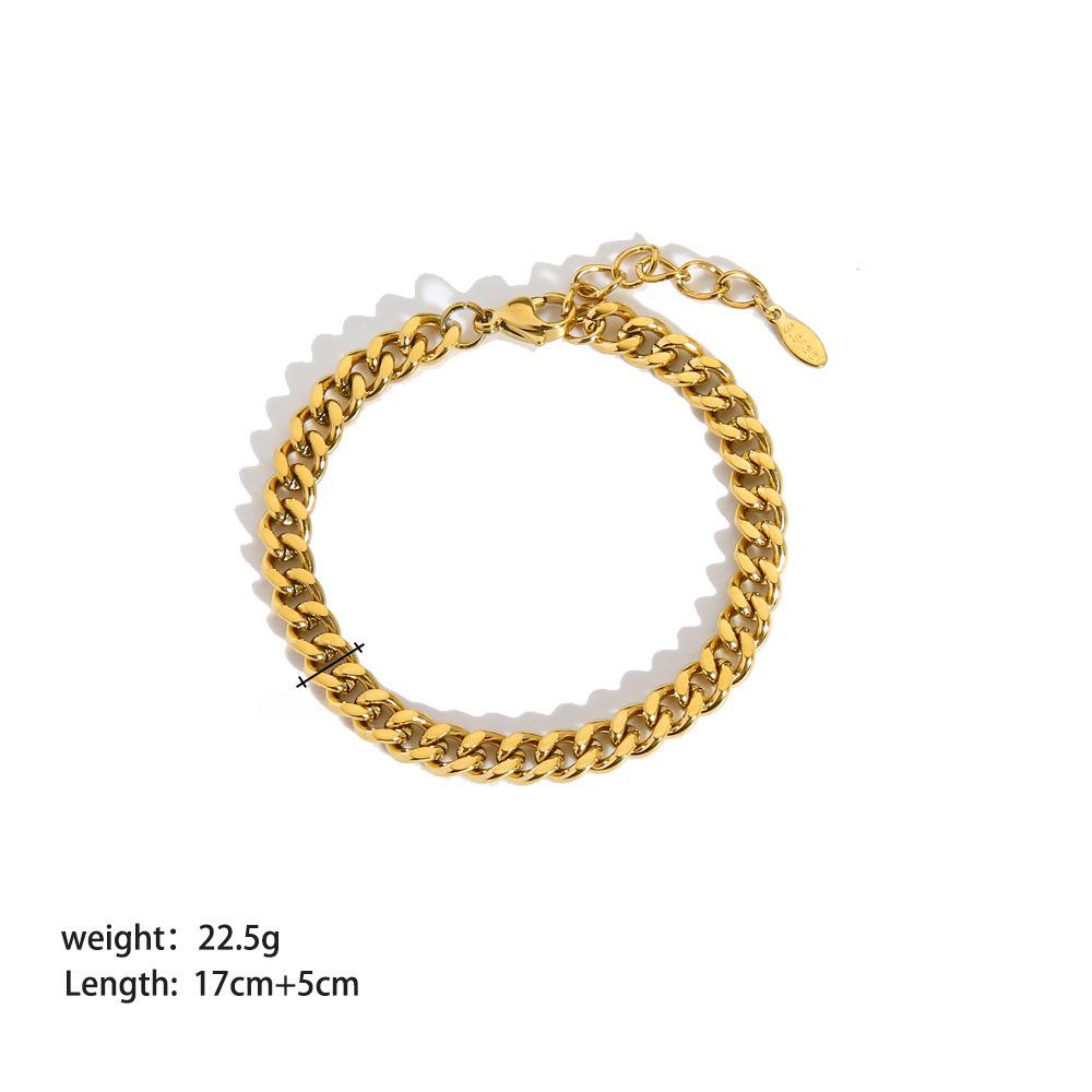 „18-karatowa złota dwuwarstwowa bransoleta typu „kubański” i płaski łańcuszek typu „wężowy” ze stali tytanowej dla kobiet”