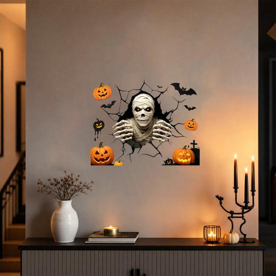 Halloween Wall Stickers, Self Adhesive Vinyl Decals, Waterproof Removable Wall Decals for Halloween Party Home Store Wall Decor