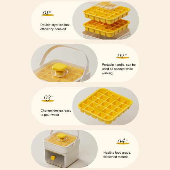 Ice Cube Mold with Lids And Container Press-to-release Ice Tray Double Layer