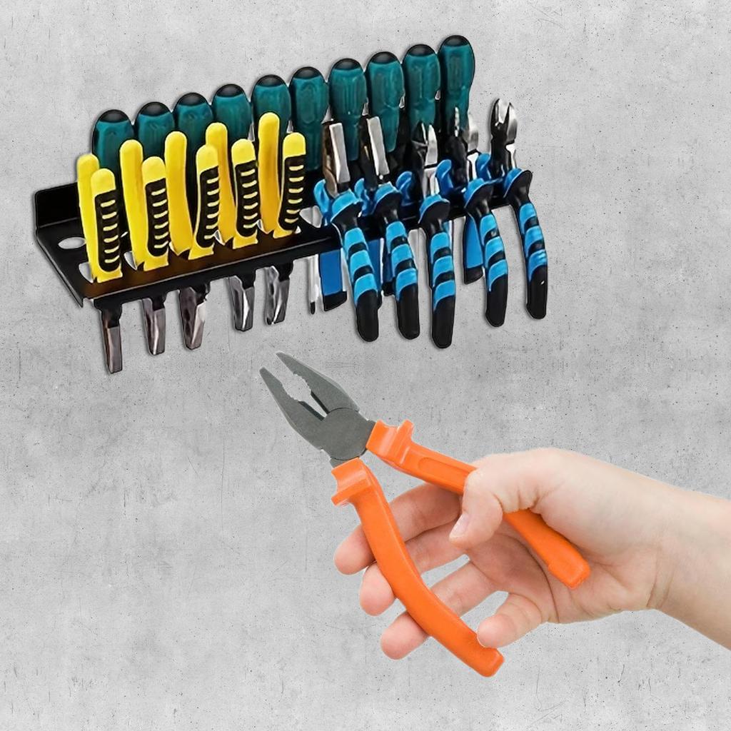 Wall Mount Tool Organizer for Screwdrivers Pliers and Wrenches Metal Tool Holder Rack for Garage or Workshop Storage