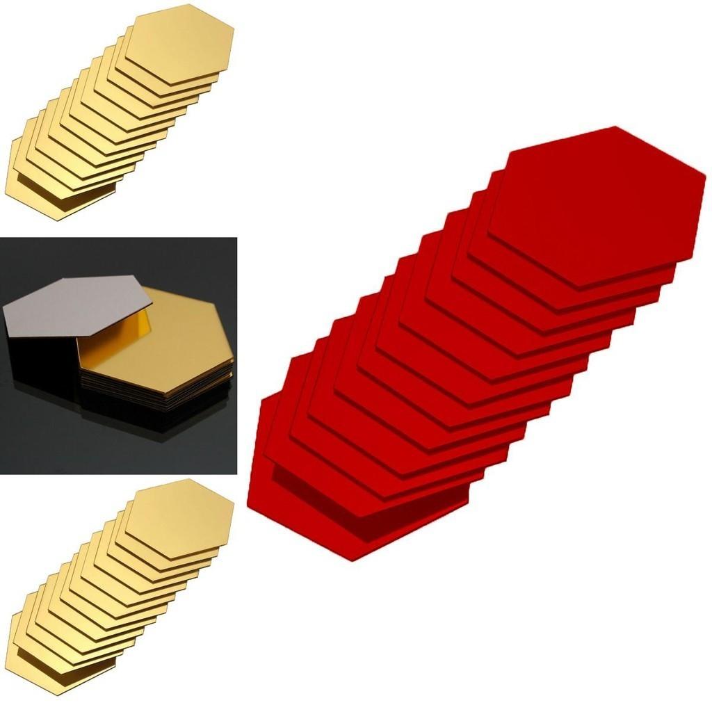 Elegante 12 Stück Wanddekor-Aufkleber mit 3D-Spiegel-Sechseck-Design für moderne Räume
