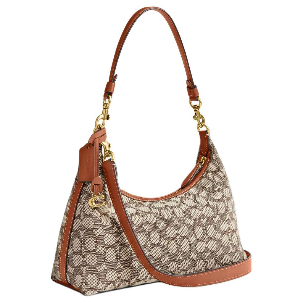 Coach Juliet 30 Brand Print Pattern Fabric Jacquard Tote Shoulder Crossbody Bag Large Women Bags Cocoa Amber CZ192-B4TA7