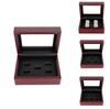 Classic Red Wood Jewelry Box Durable Multi-slot Ring Holder Gift For Weddings