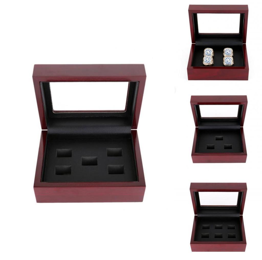 Classic Red Wood Jewelry Box Durable Multi-slot Ring Holder Gift For Weddings