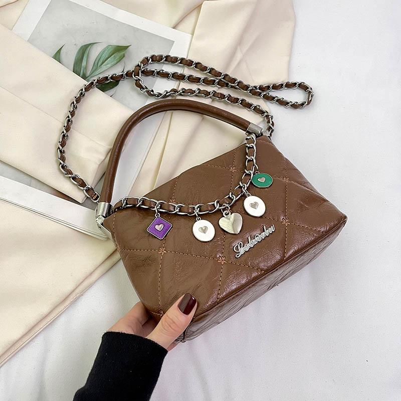All-Match Chains Crossbody Bags PU Leather Soft Handle Small Handbags High-Grade Sense Shoulder Bag for Women