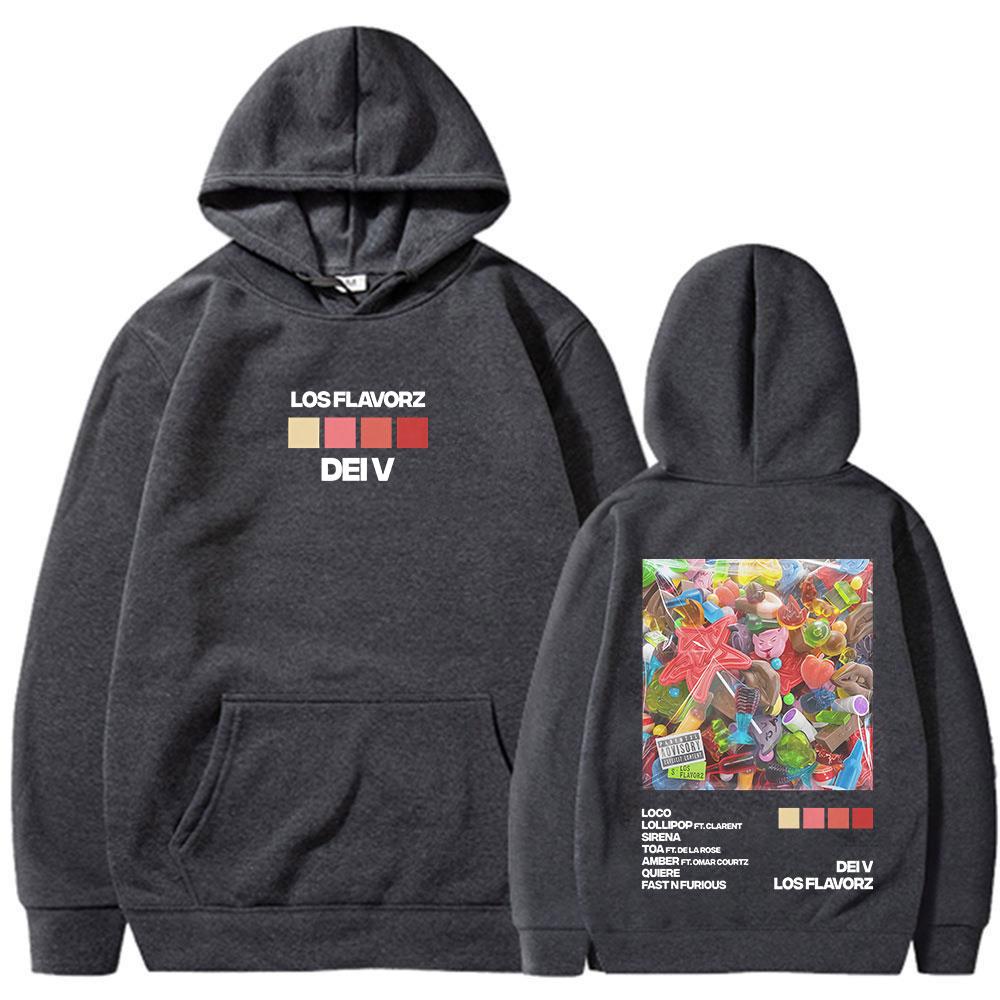 Rapper Dei V LOS FLAVORZ Album Graphic Hoodies Men Women Clothing Pop Music Long Sleeve Sweatshirt Comfort Pullover
