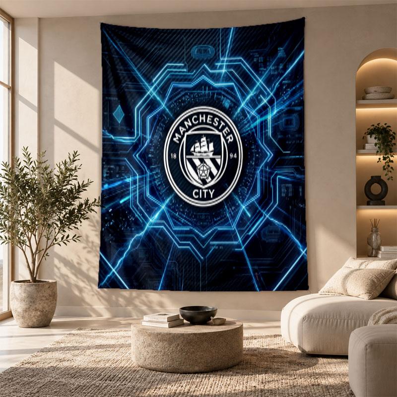 Decorative Tapestry,Manchester City Printed Wall Art, Lightweight Wall Hanging For Bedroom Background