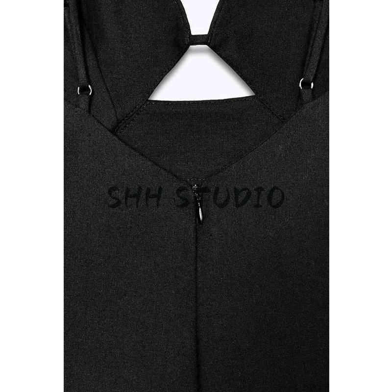 Spring and Summer Women's Clothing French Style Design V Neck Sleeveless Cut Out Decorative Sling Mini Dress 3152361