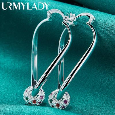 925 Sterling Silber Wassertropfen Ball Mehrfarbige Zirkon Ohrringe für Damen Charm Modeschmuck