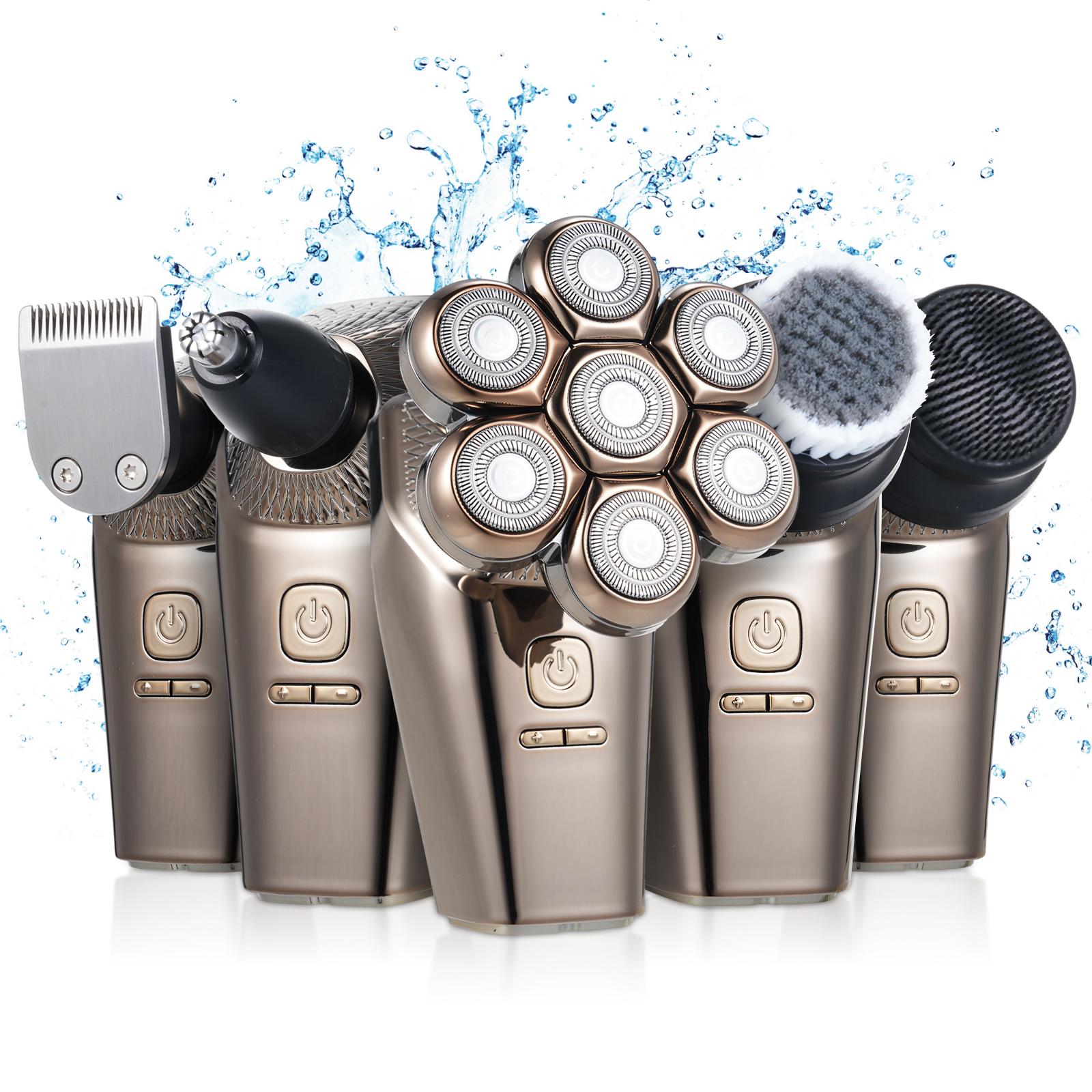 

7 Electric Floating Shaving Heads, Coiper Beard Facial Massager, Nose Trimmer, IPX7 Washable, USB Re able, LCD Display