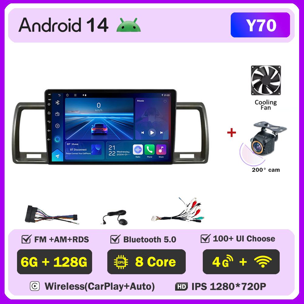 Car Multimedia Player For Toyota Hiace 2010 2011 2013-2018 Car Radio Player Intelligent Car Systems GPS Navigation Android 14