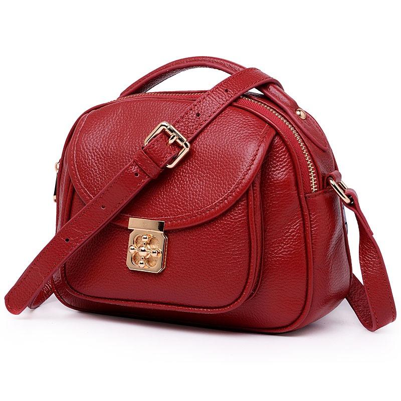 Women's Shoulder Crossbody Bag Small Square Bag Genuine Leather Bag