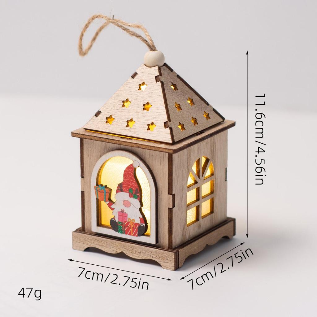 Christmas Luminous Wooden Cabin Ornament - Small House Tree Decoration