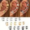 5-15 Pcs Hollow Leaf Clip On Earrings Set Zinc Alloy Simple Sweet Personality Women Ear Jewelry Gift