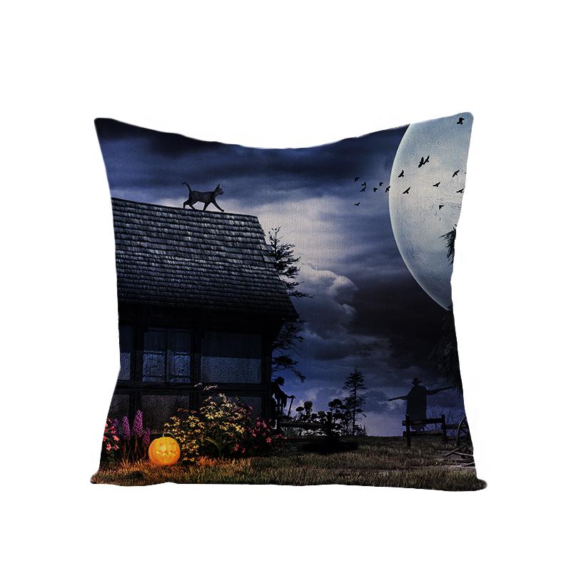 Old Castle Dragon Boat Moon Pumpkin Cushion Cover Horror Pattern Sofa Throw Pillows Living Room Halloween Decorative Pillowcase