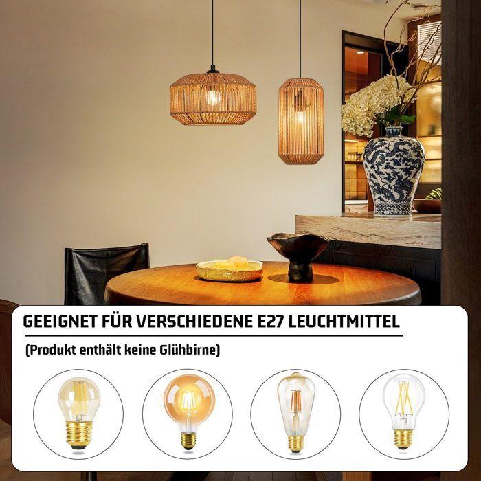Lampe à suspension - NETTLIFE - Lanterne cordée 1 flamme - Jaune - Abat-jour métal - Hauteur 120 cm