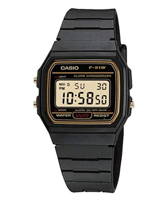 CASIO Часы на кварцевом ходу Унисекс Дешевые Casio Черные [Casio] F-91WG-9 [Б/У]