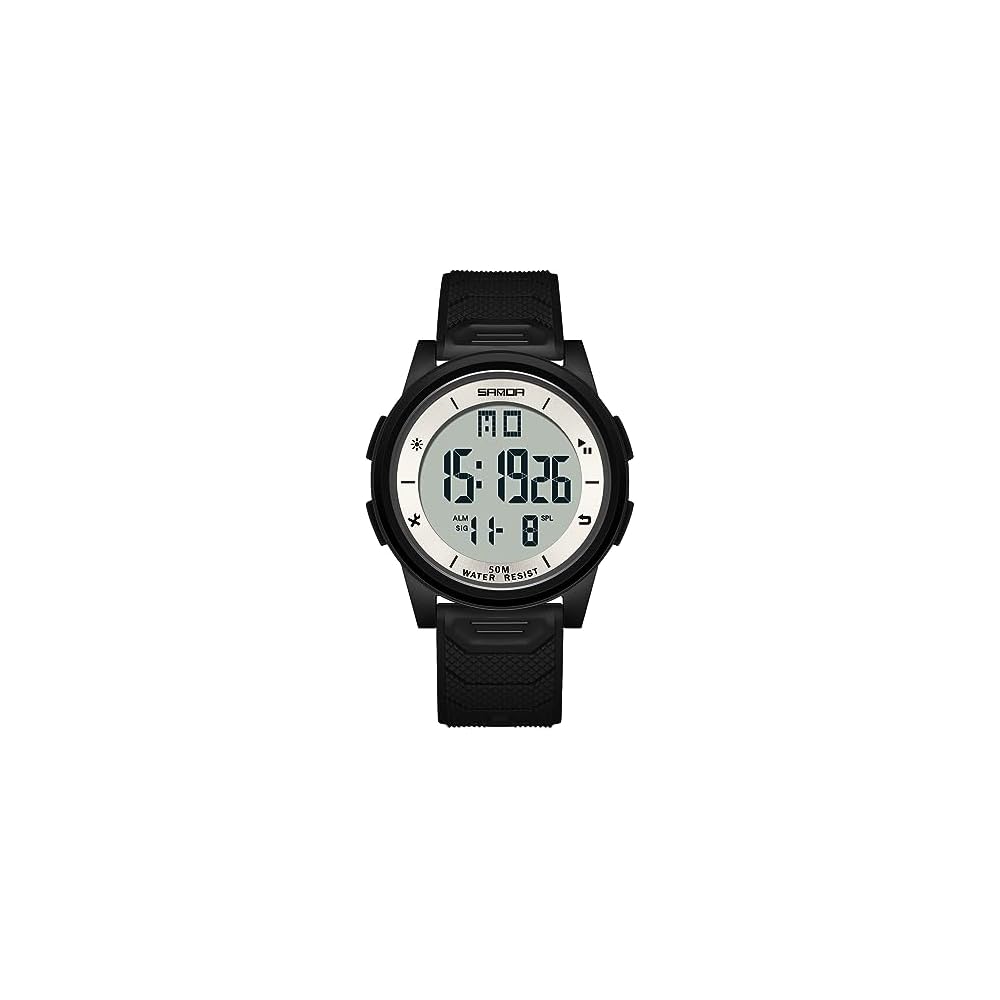 Timever Digital Men's Watch Slim Lightweight Waterproof LED Alarm Sports Stopwatch with Japanese Manual
