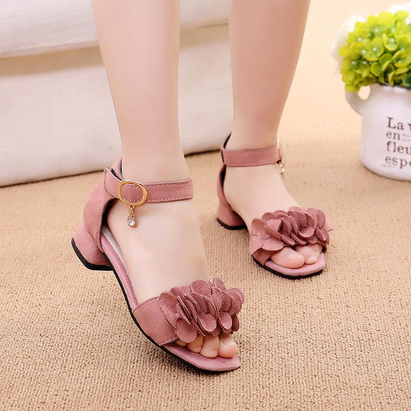 Summer 2024 Girls' High Heel Korean Style Sandals – Roman Princess Shoes for Little and Big Kids