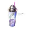420ml Water Cup with Straw Double Wall Heat Insulated BPA Free Leak-proof Drinkware Plastic Mermaid Pattern Sippy Cup for School