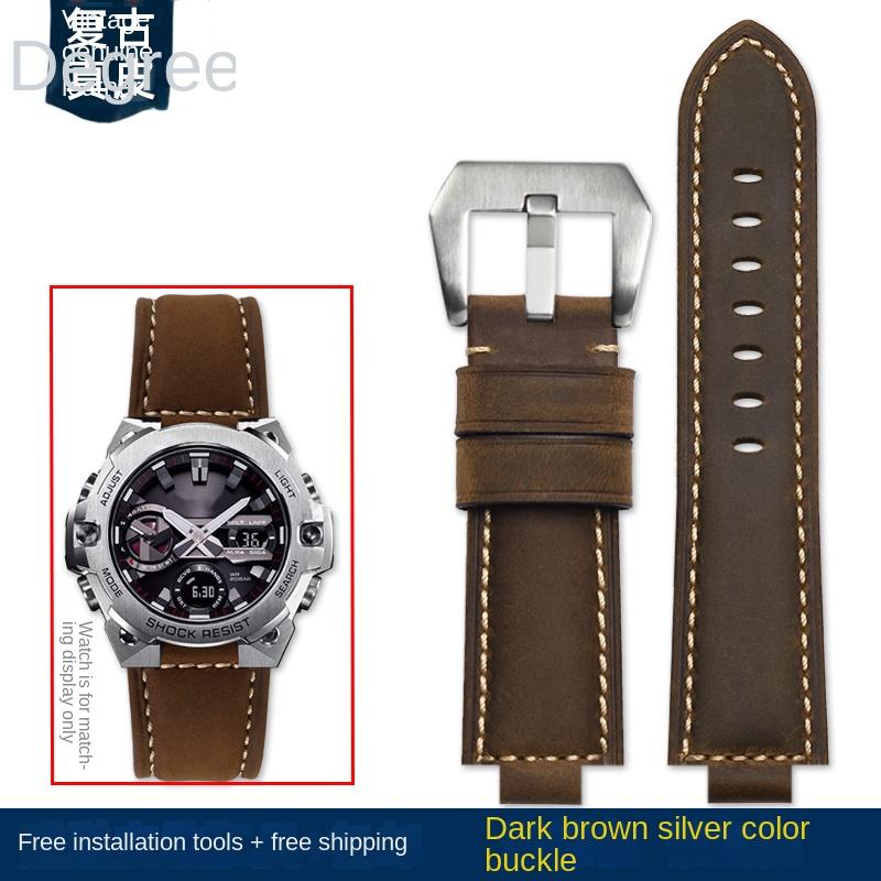 26*14mm Convex Thin breathable men Wrist strap For CASIO G-Shock GST-B400 nylon Cowhide watch band cowhide watchband accessories