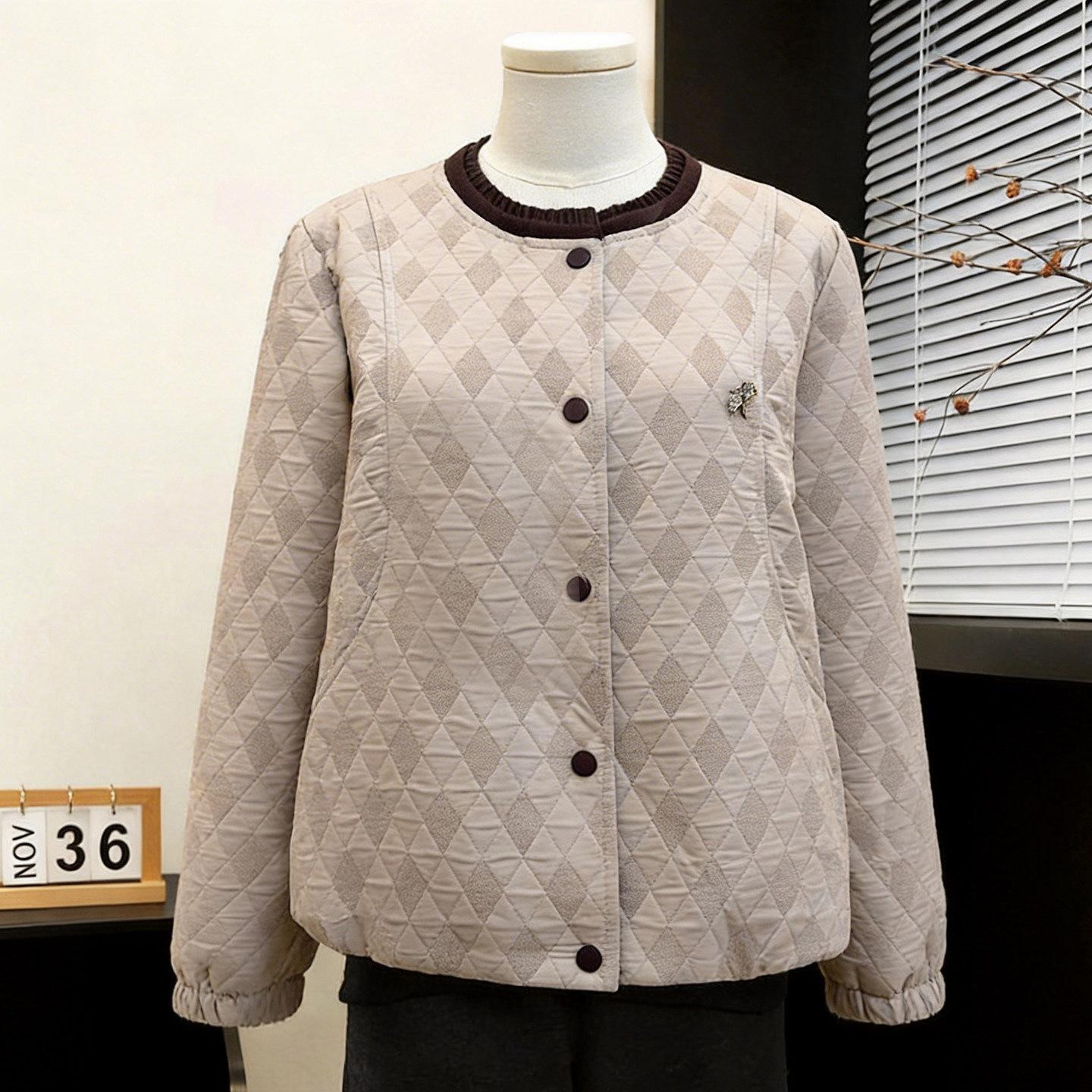 

Women s Round Neck Slimming Jacket - Spring/Autumn 2026 Collection, Trendy Casual Style, Perfect for Mother s Day. 5XL (150-165 jins)