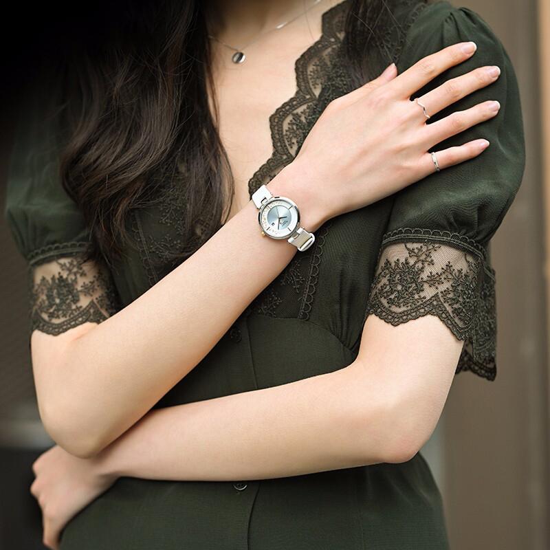 Casio Sheen Gold Foil Theme Series Solar Powered Quartz Movement Leather Strap Watch Women Watches Silver SHS-C100L-7AUPFJ