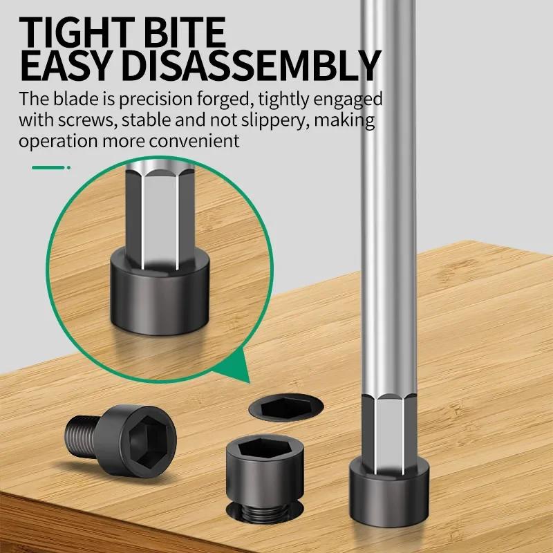T Type 2.5/3/4/5mm Torx ScrewdriverAllen Hex Torque Wrench Chrome  Hexagonal Spanner Rod T-shaped Hand Tool Extended T-Socket